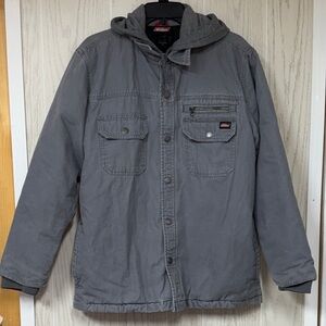 Dickies Gray Hooded Utility Jacket Men medium sweatshirt hood full zip
